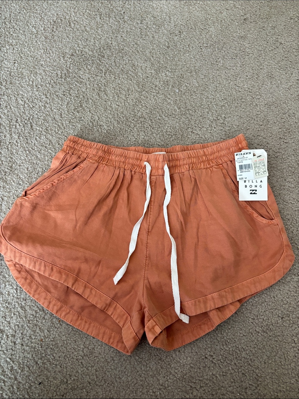Billabong Women's Burnt Orange Drawstring Shorts NWT